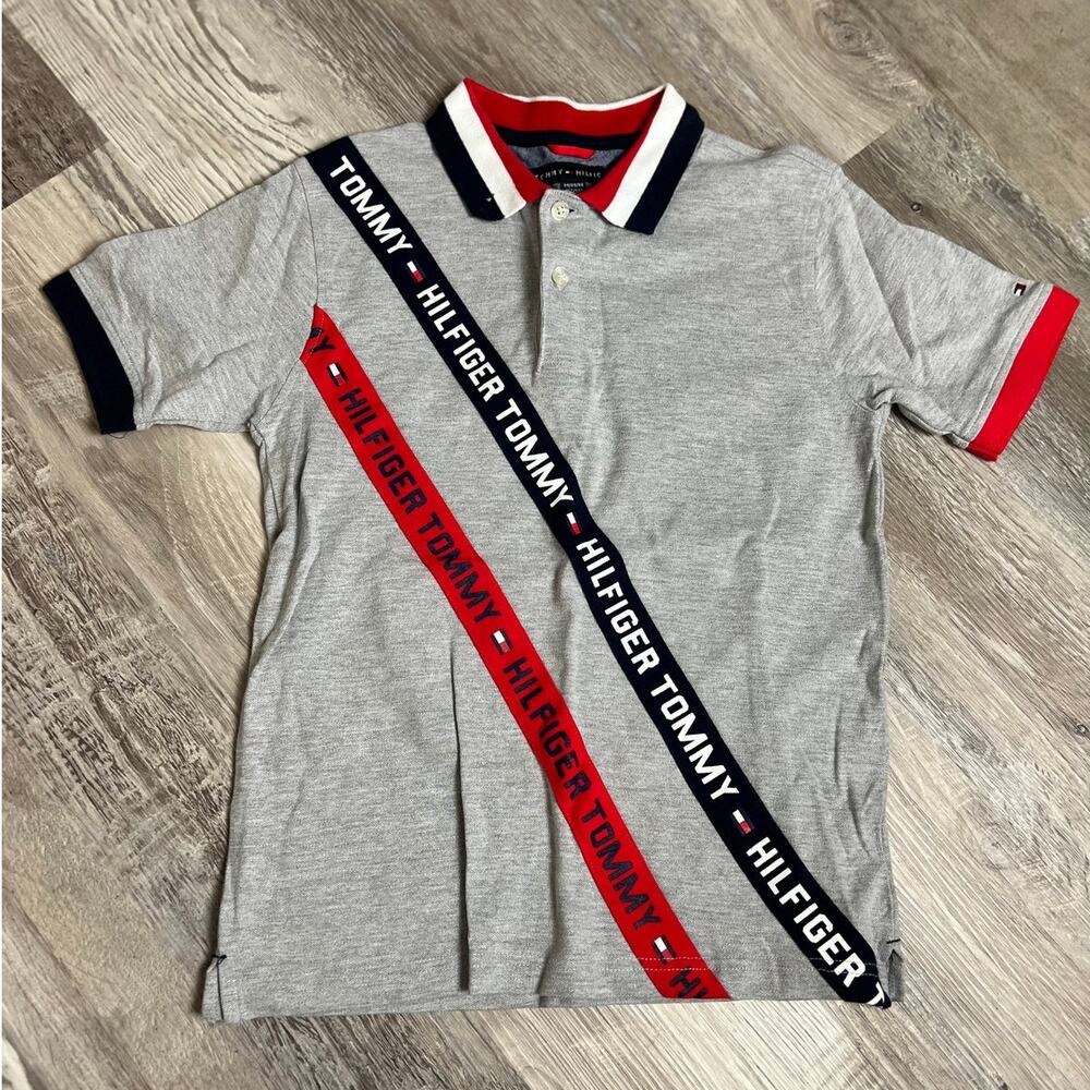 Tommy Hilfiger Kids Polo Shirt Gray School-Ready Short Sleeve Preppy Youth M